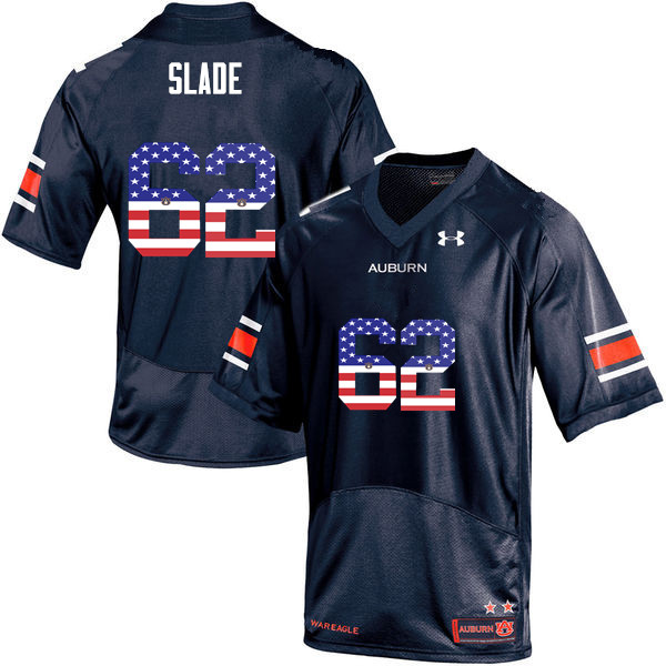 Auburn Tigers Men's Chad Slade #62 Navy Under Armour Stitched College USA Flag Fashion NCAA Authentic Football Jersey WHU8074HC